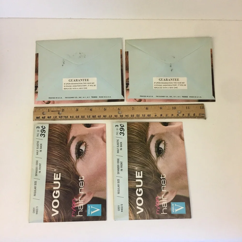 Lot of 4‎ Vtg Vogue Nylon Hair Nets Grey Regular Size Decoration Prop READ
